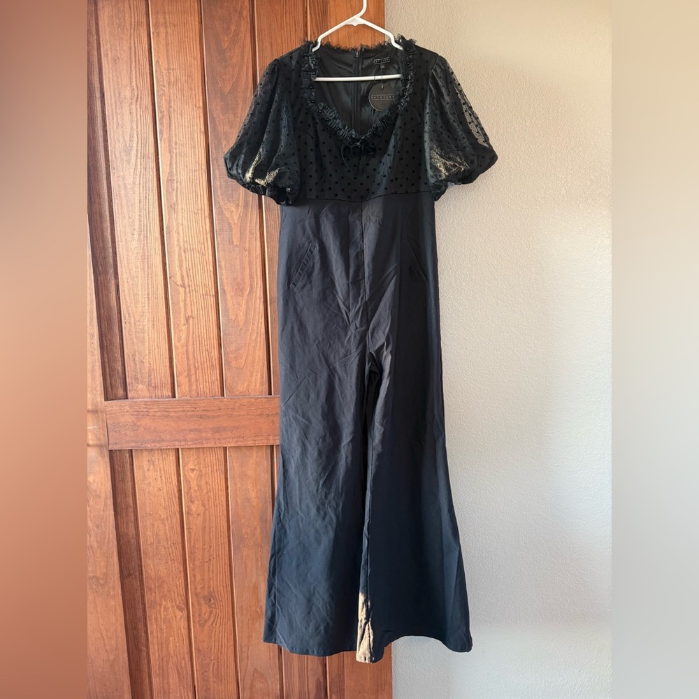 Katakomb Black Jumpsuit with Sheer Sleeves.
